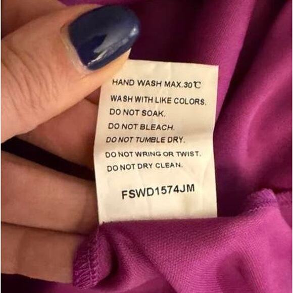 Faeriesty Surplice Neck Lantern Sleeve Chiffon Mermaid Dress in Purple sz Medium - Picture 10 of 10